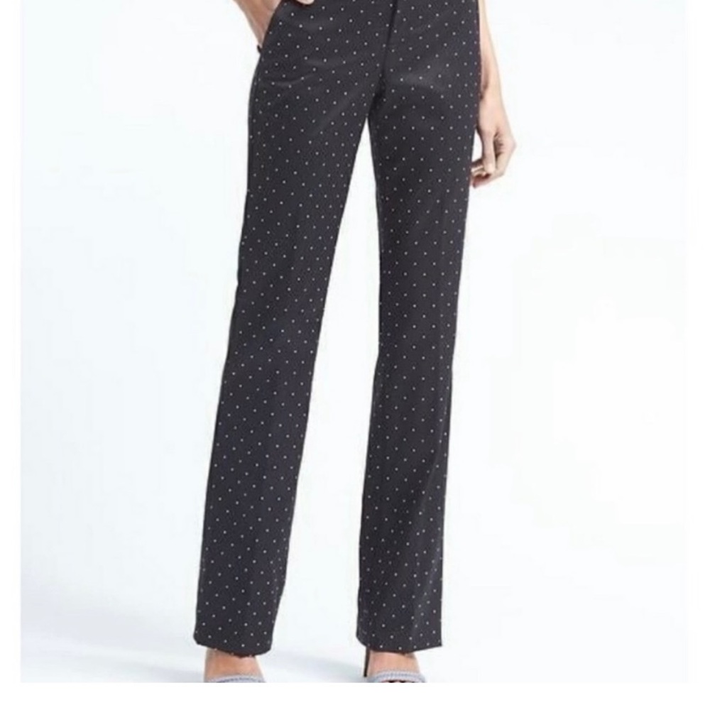 Banana Republic Logan Pant Medium Black White Polka Dot Rayon Viscose